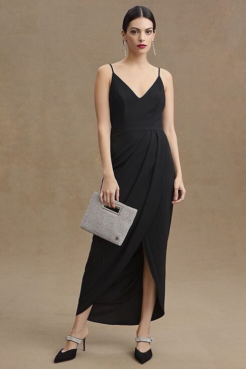BHLDN Dresses & Skirts - Anthropologie BHLDN Lyra V-Neck Faux Wrap Stretch Crepe Midi Dress Size 2